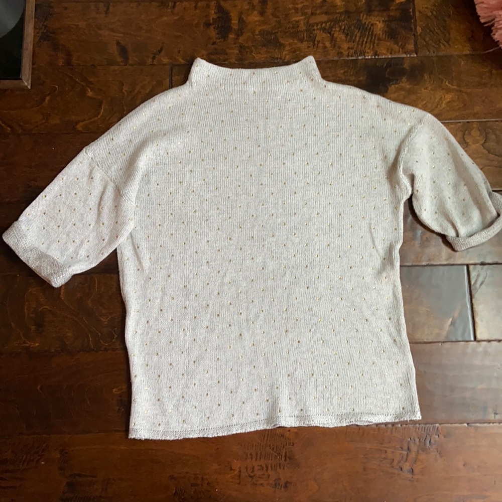 Grey sweater with gold rhinestones